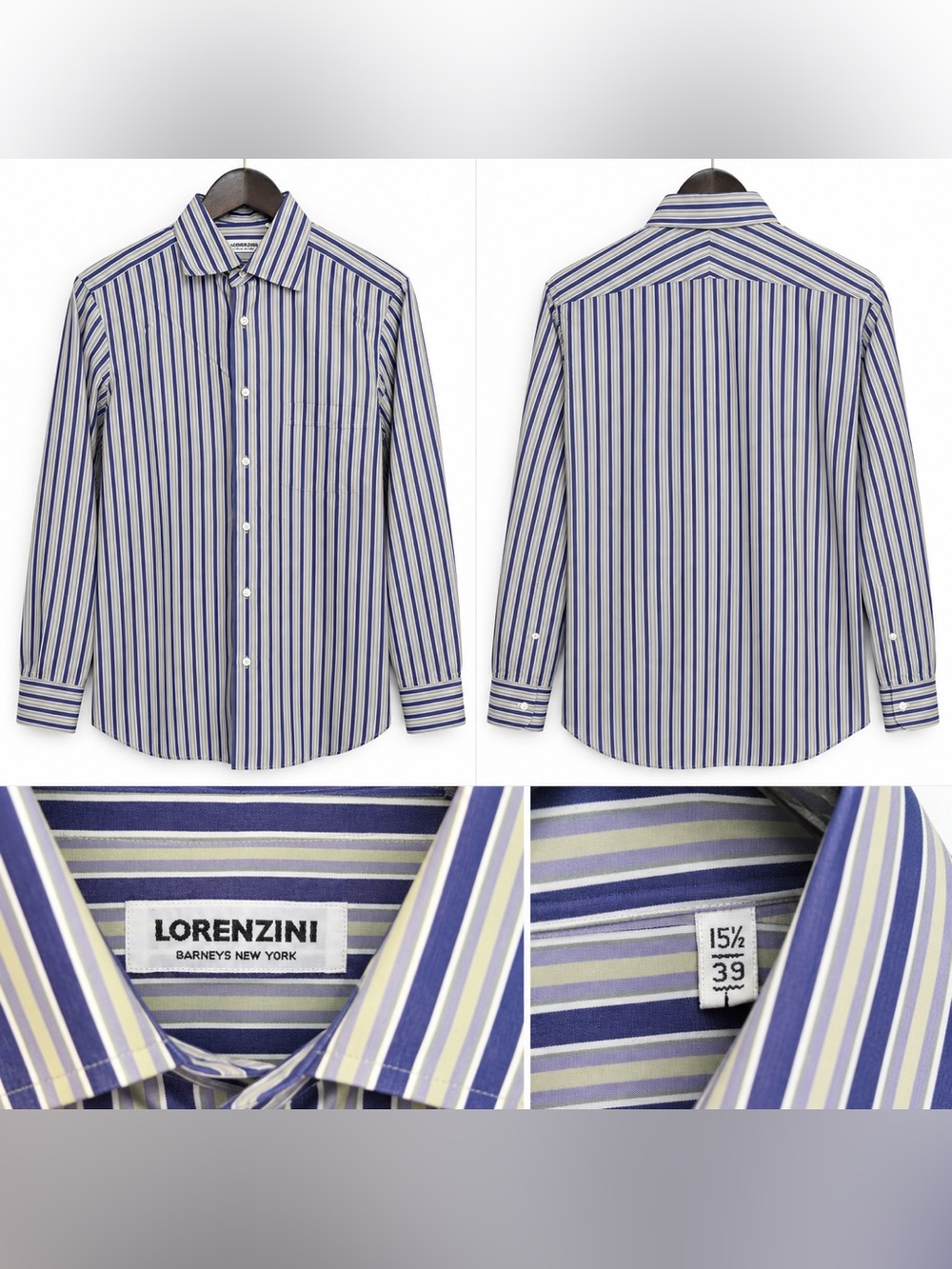 Lorenzini Barneys New York Men’s Striped Dress Shirt 15.5 / 39